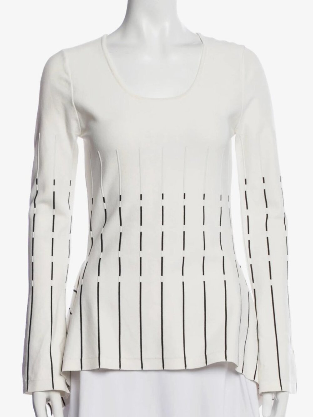 Prabal Gurung Striped Scoop Neck Top XS|US 2 white
